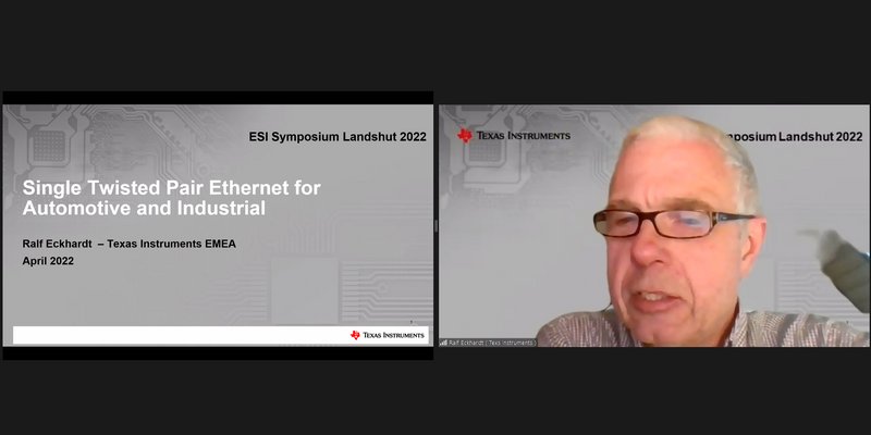 Anwendungsmöglichkeiten von Zweidraht-Ethernet-Anwendungen zeigte Ralf Eckhardt (Texas Instruments Deutschland GmbH).